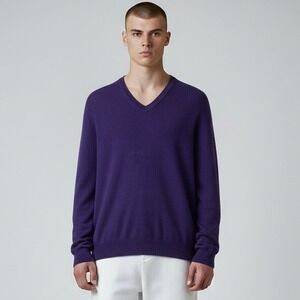 The Mens Store Bloomingdales Sweater Mens Large Purple Cashmere Pullover $250